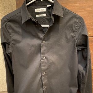Calvin Klein Big Boys Slim Fit Solid Stretch shirt
